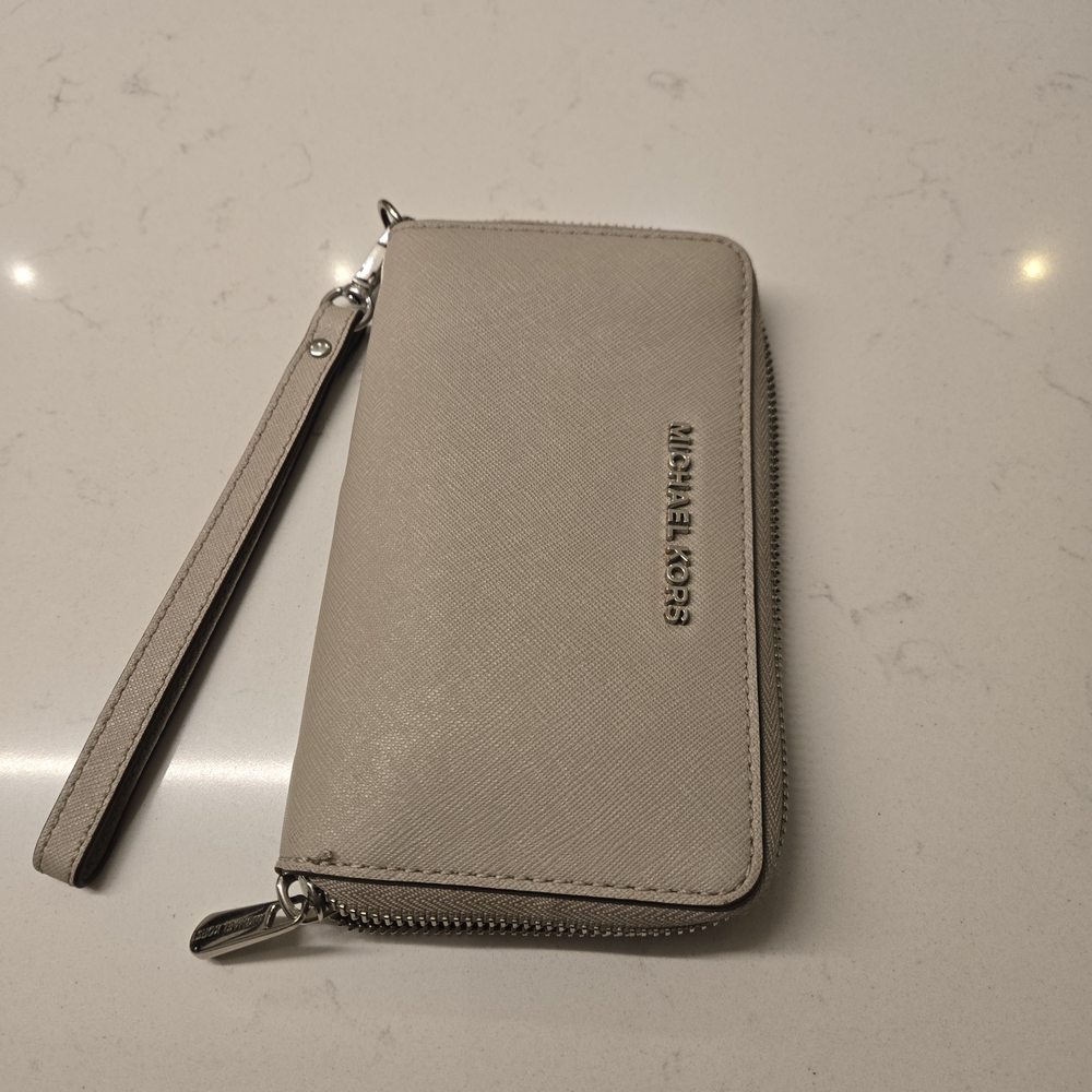Michael Kors Beige-Gray Wristlet Wallet